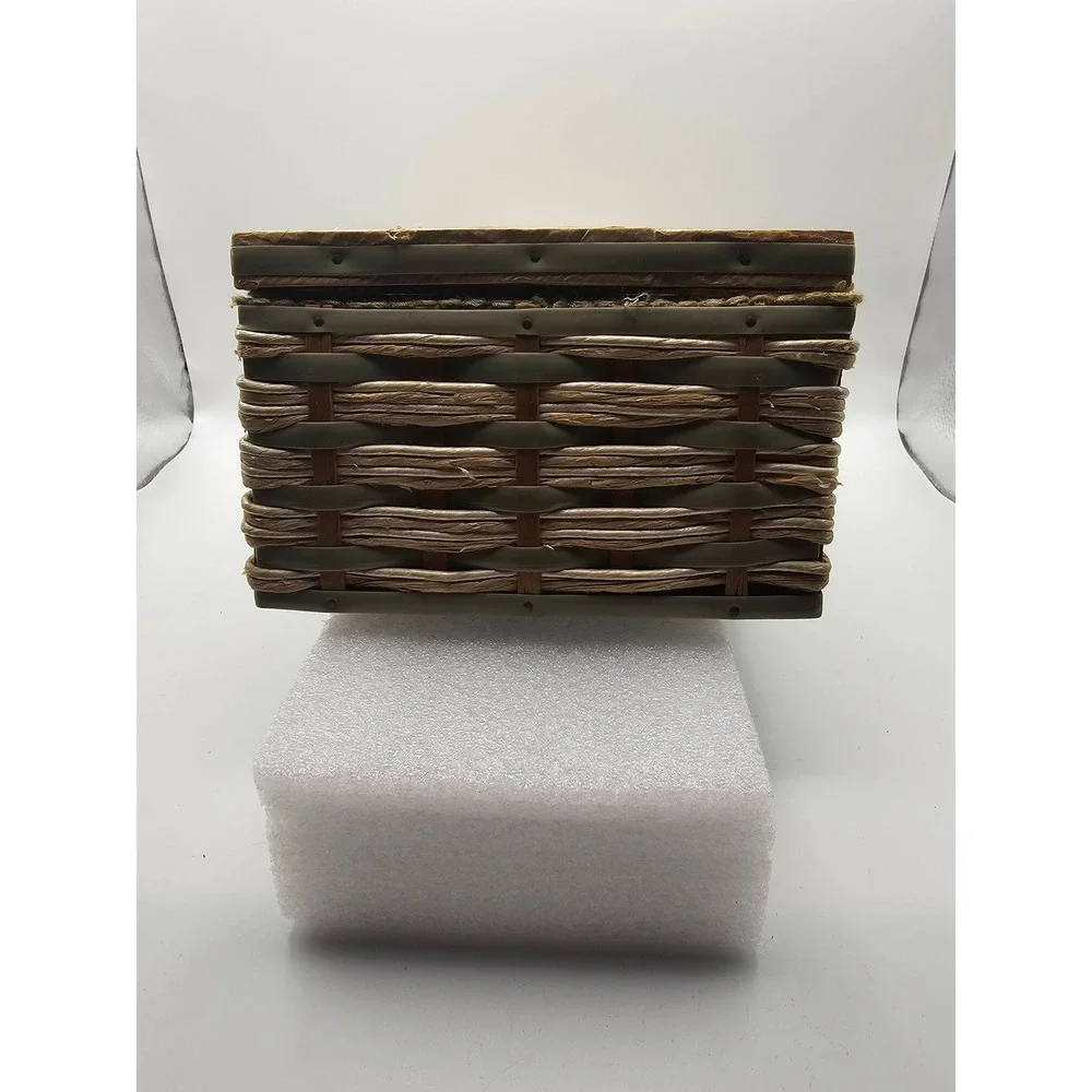 Vintage Wicker Sewing Basket with Removable Tray and Patchwork Purse Sewing Kit
